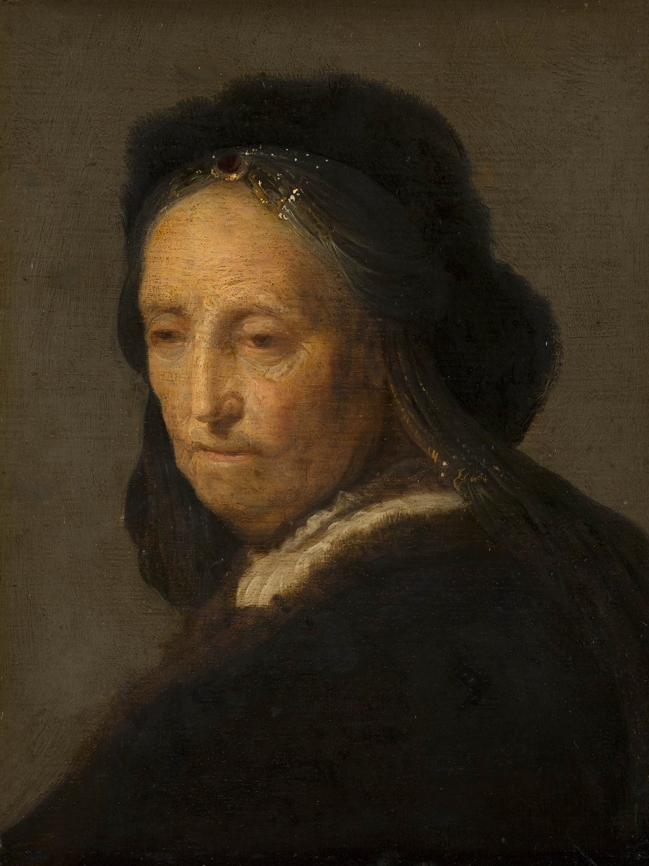 Studie af en gammel kvinde af after Rembrandt van Rijn
