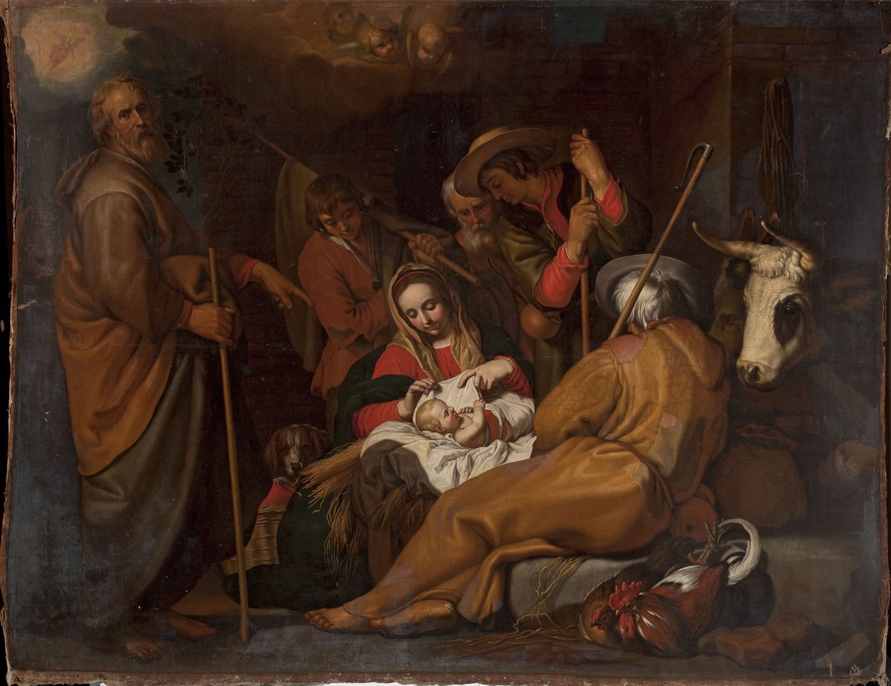 Polsk:  Pokłon pasterzy Hyrdernes tilbedelse af after Abraham Bloemaert
