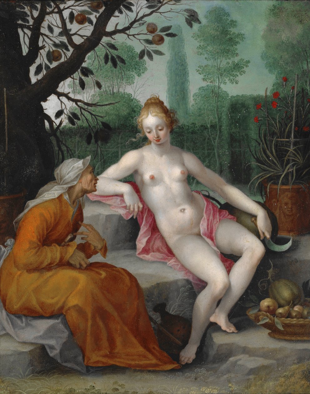 Vertumnus og Pomona af after Abraham Bloemaert