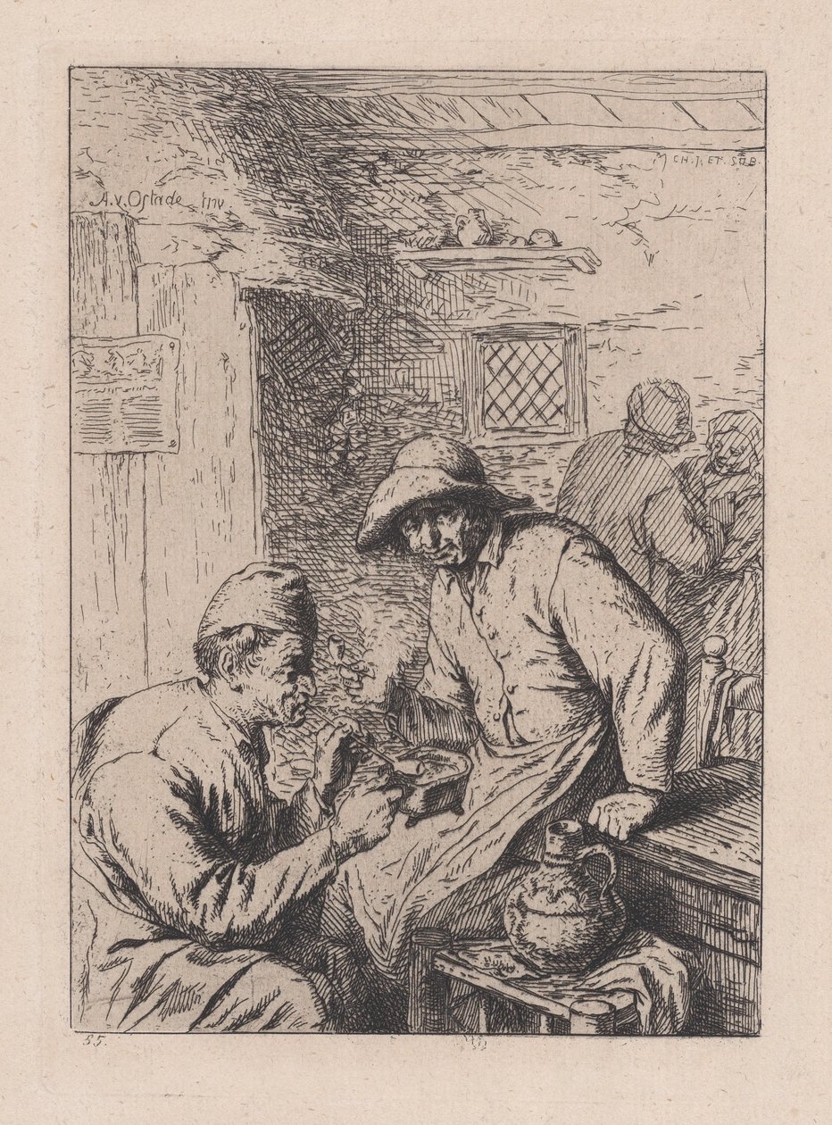 Rygerne, efter Ostade, 1800-tallet. af After Adriaen van Ostade.