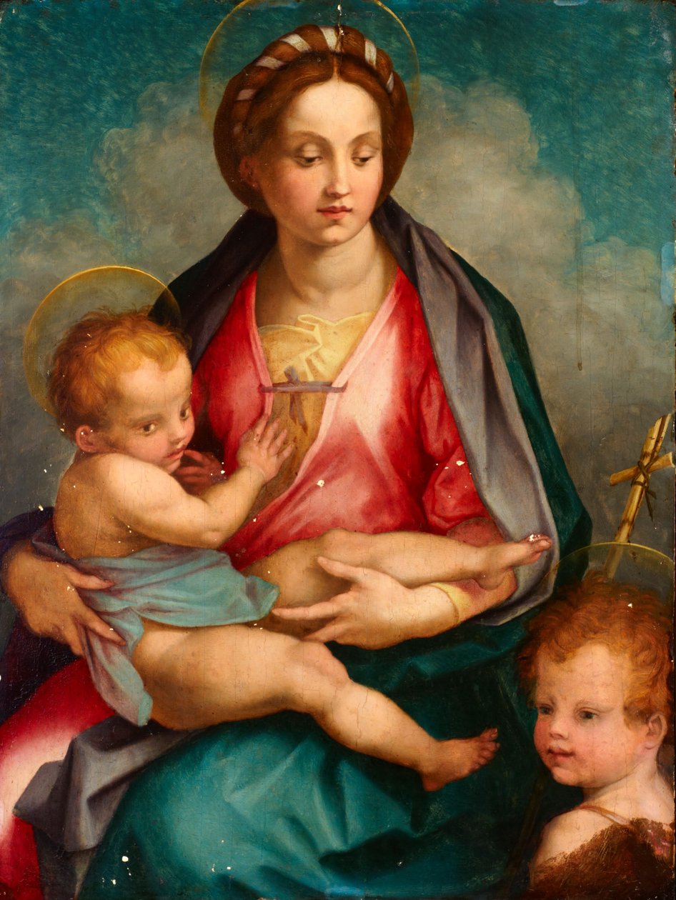 Madonna og barn med St. John af Andrea del (after) Sarto