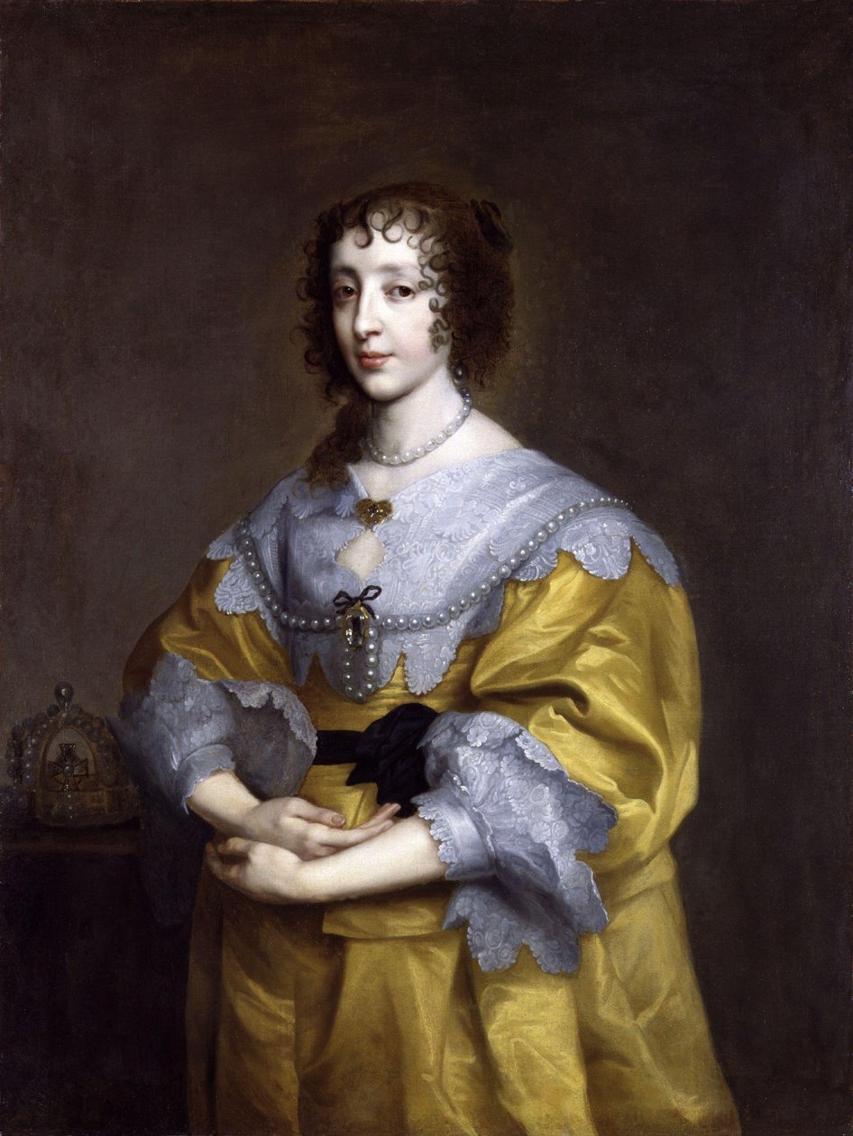 Portræt af Henrietta Maria de Bourbon, dronning af England (1609-1669) af after Anthony van Dyck