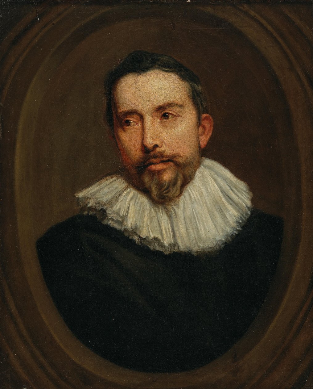 Portræt af en mand i en malet oval af after Anthony van Dyck