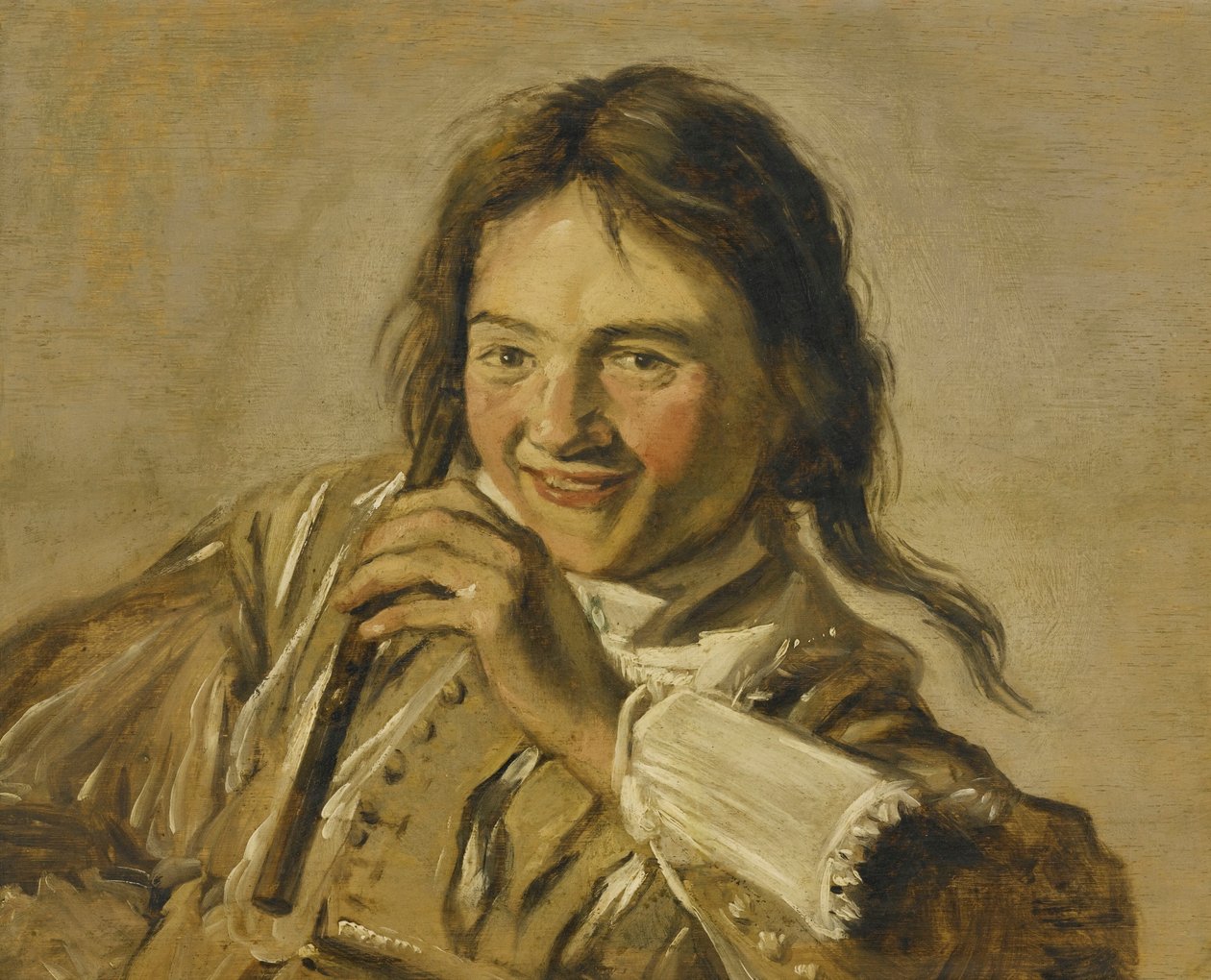 En ung dreng med en fløjte af After Frans Hals