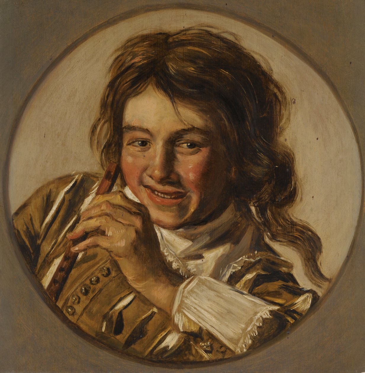 Grinende dreng med fløjte af After Frans Hals