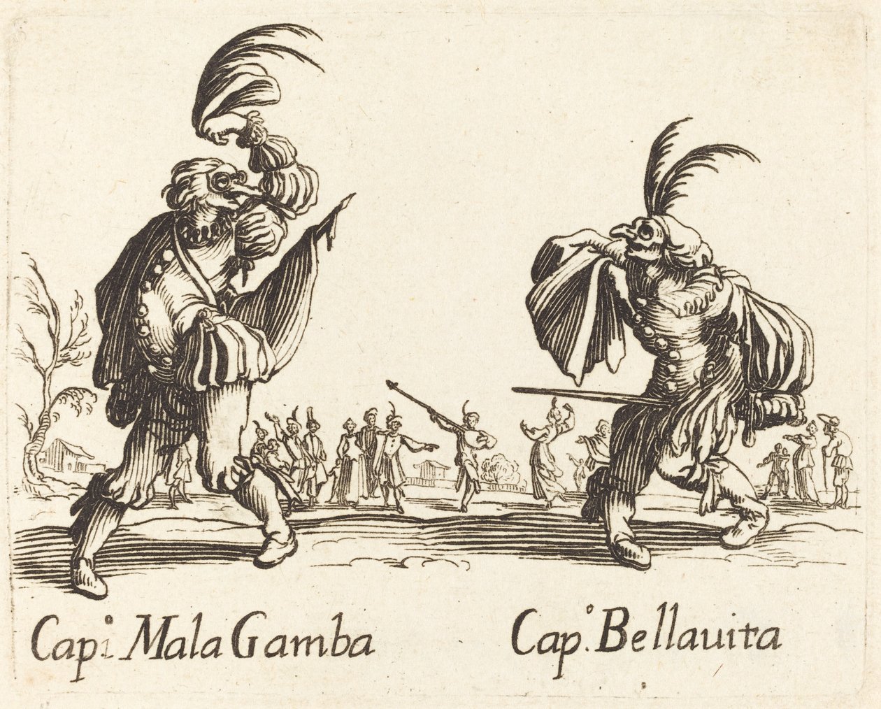 Cap. Mala Gamba og Cap. Bellavita af After Jacques Callot