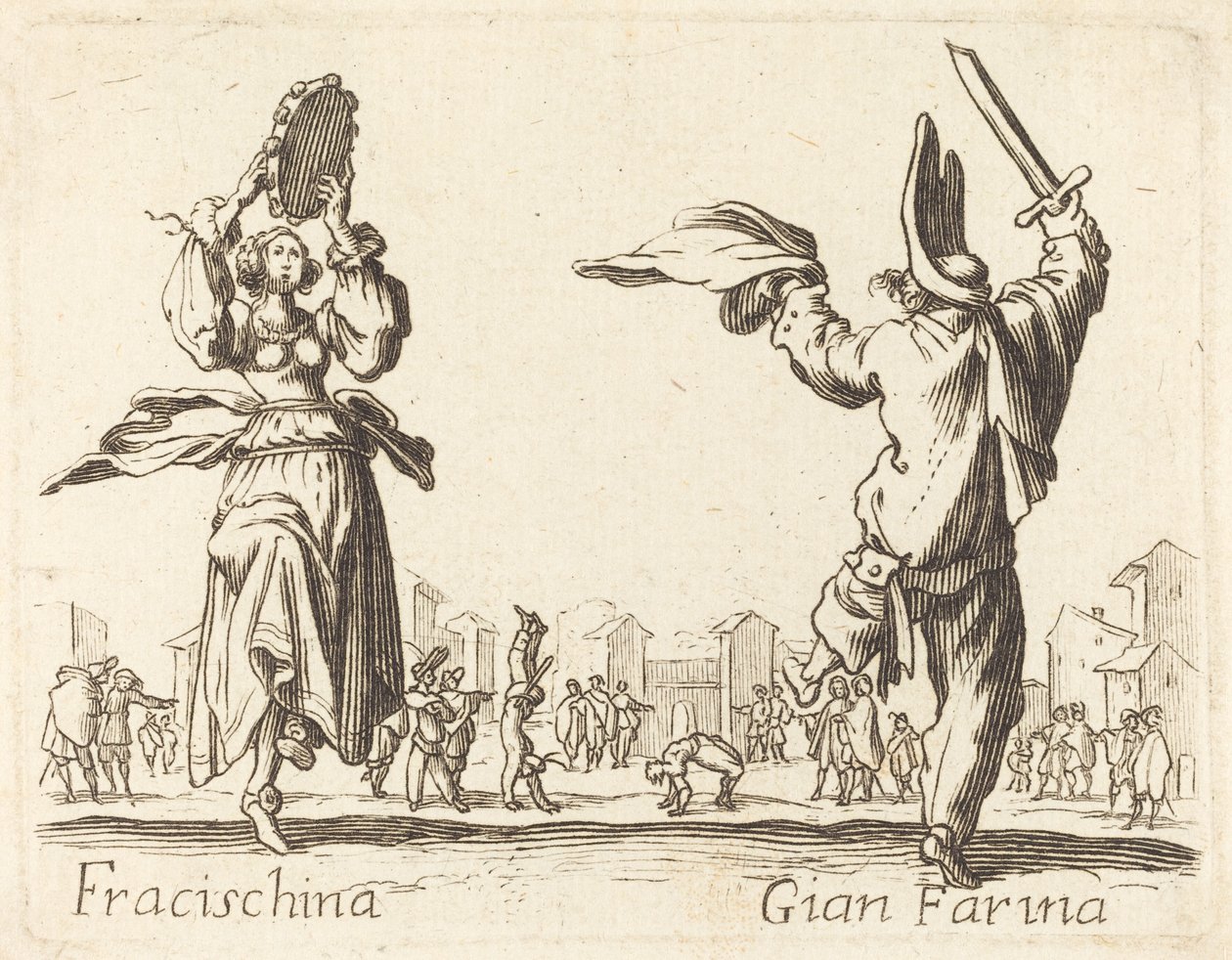 Fracischina og Gian Farina af After Jacques Callot