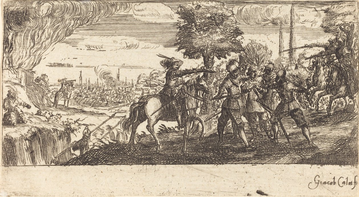 Landskab med kampscene af After Jacques Callot
