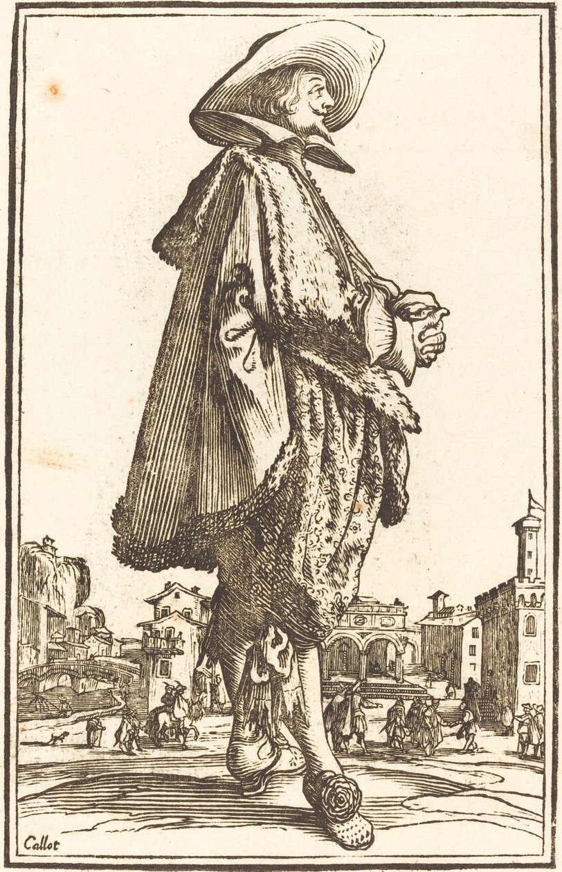 Ædel mand med foldede hænder af After Jacques Callot