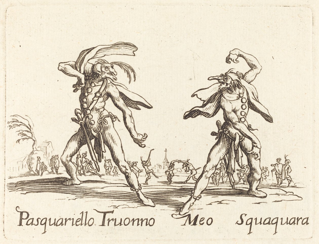 Pasquariello Truonno og Meo Squaquara af After Jacques Callot