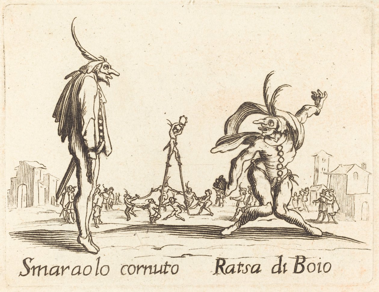 Smaralo Cornuto og Ratsa di Boio af After Jacques Callot