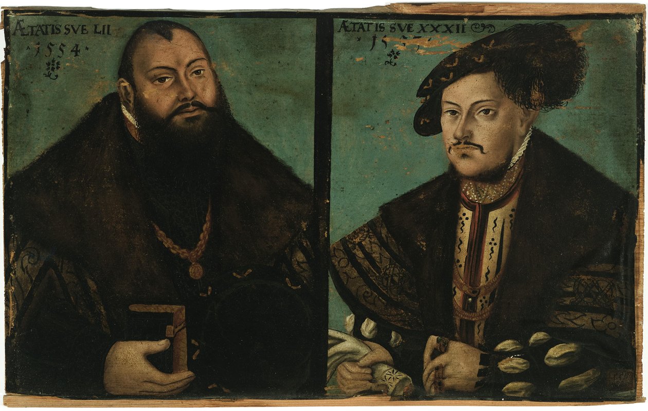 Johann Friedrich I, den storsindede, kurfyrste af Sachsen og Johann Ernst af Sachsen af after Lucas Cranach the Elder