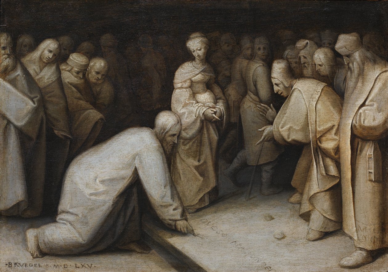 Kristus og kvinden, der blev taget i ægteskabsbrud af After Pieter Brueghel the Elder