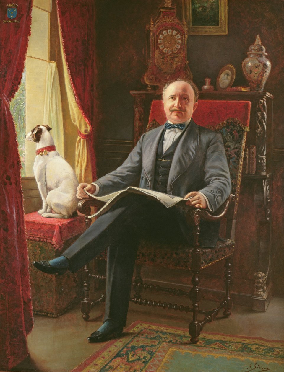 Portræt af M. le Comte de C. med sin hund af Agapit Stevens