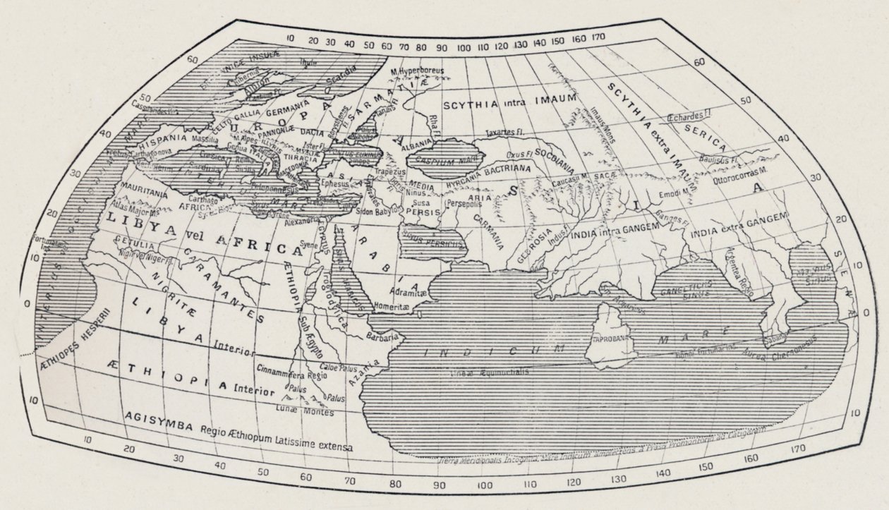 Kort over verden, ifølge Ptolemæus, 1923. af Agathodaemon of Alexandria