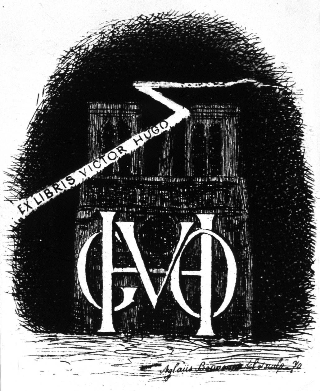 Ex-libris af Victor Hugo af Aglaüs Bouvenne