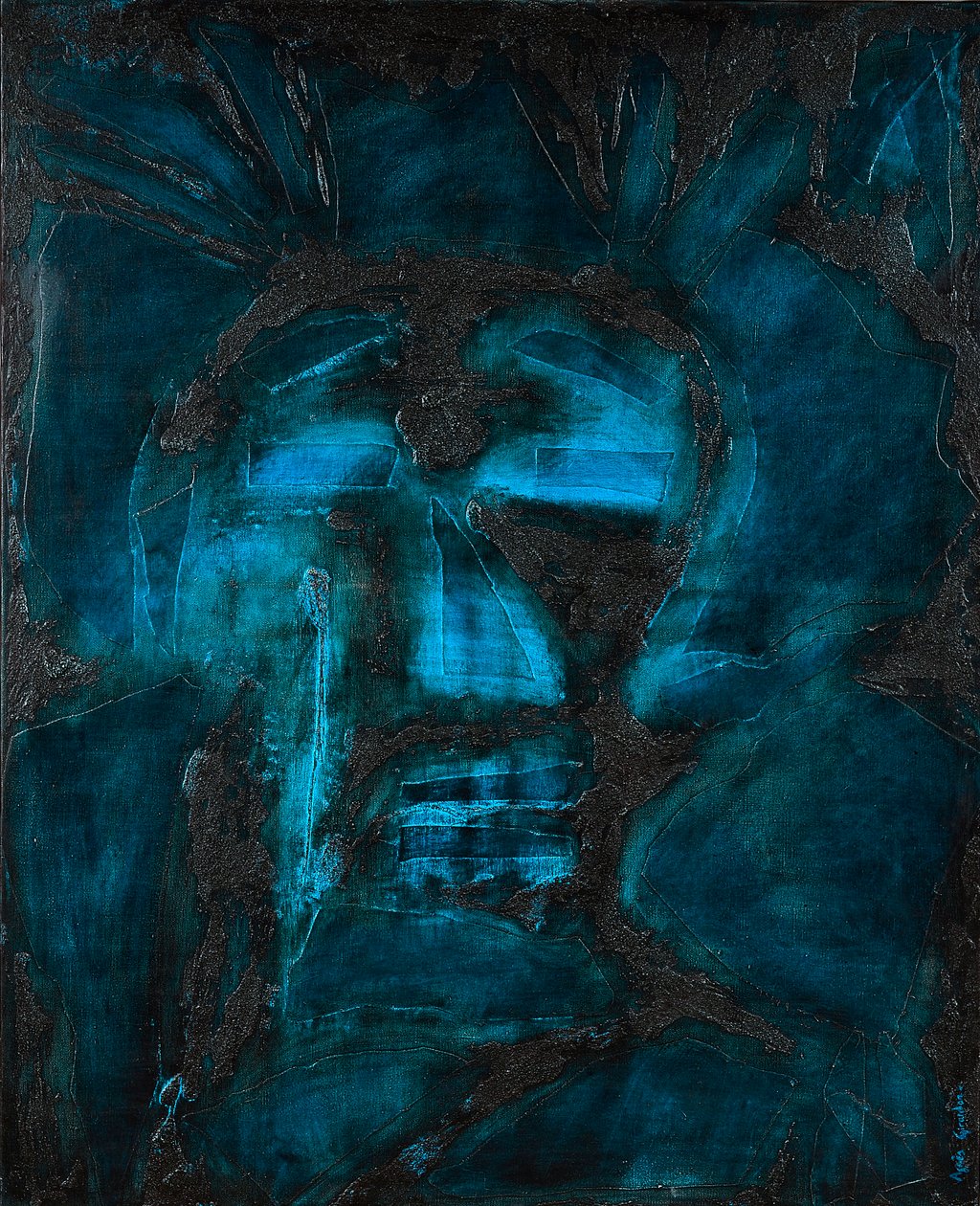 Henri, 2014 (blandet teknik, olie på lærred) af Agnes Girardon