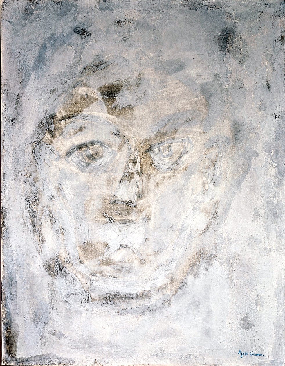 Raw, 2014 (blandede teknikker, sand og akryl) af Agnes Girardon