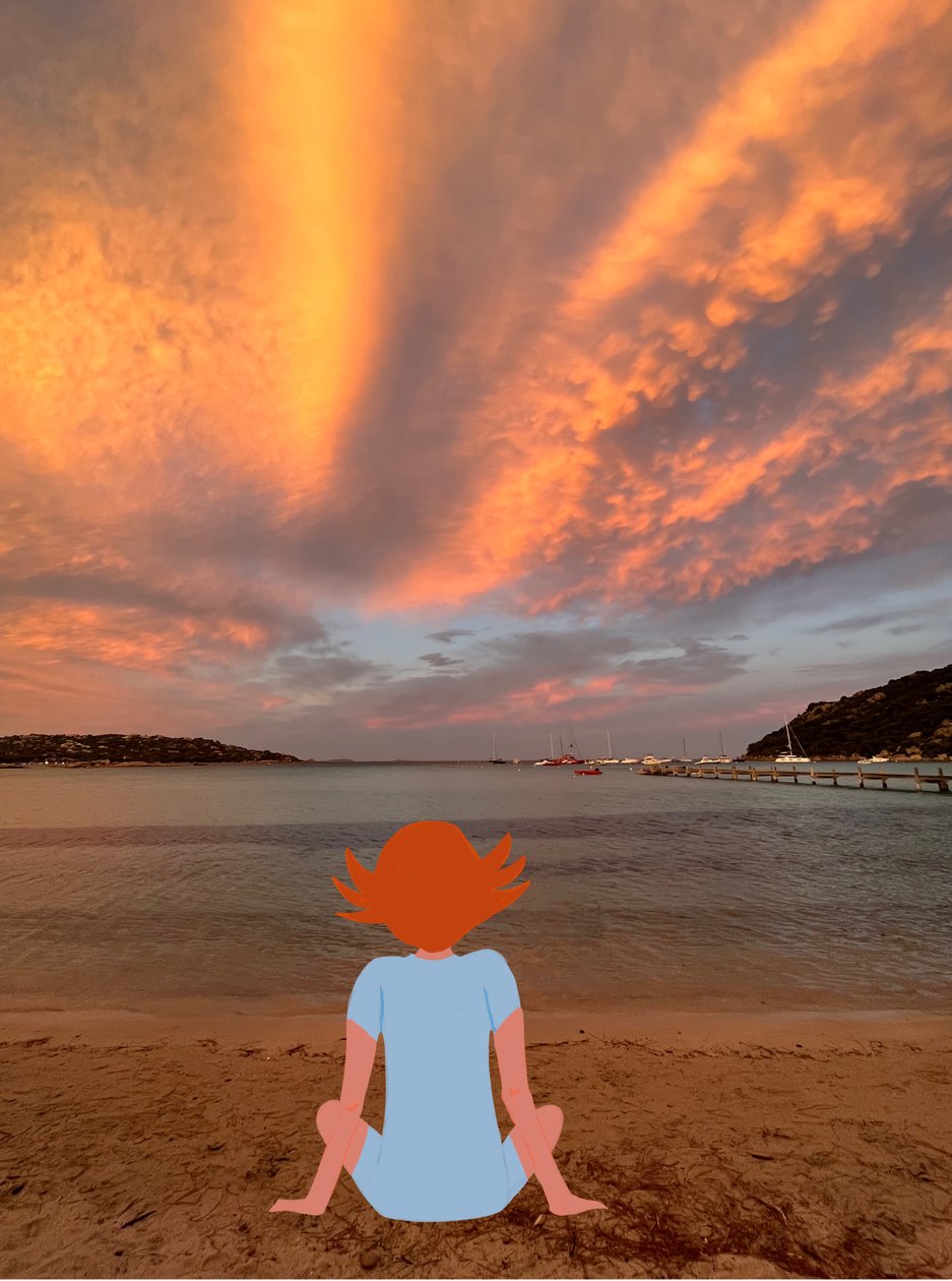 Solnedgang, 2023 (digital kunst på fotografi) af Agnes Girardon