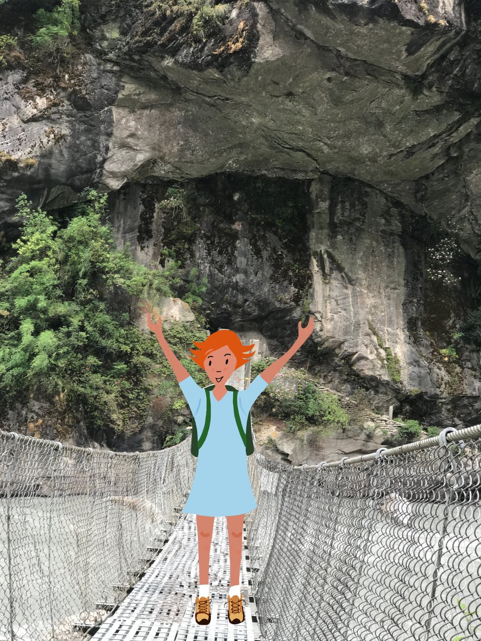 Walking on a Bridge , 2023 (digital kunst på fotografi) af Agnes Girardon