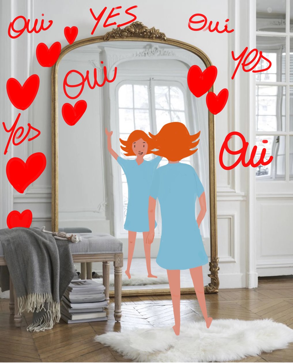 YES OUI, 2023 (digital kunst på fotografi) af Agnes Girardon