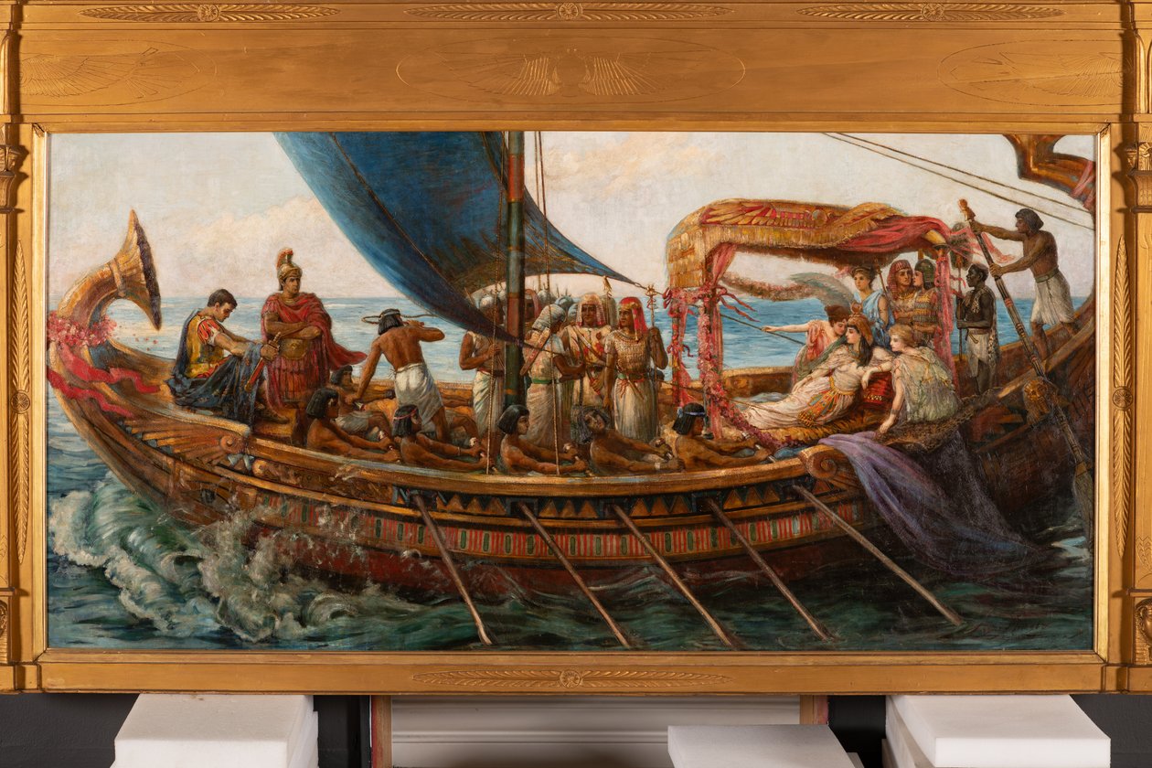 Antonius og Kleopatras flugt fra slaget ved Actium, ca. 1897 (olie på lærred) af Agnes Pringle