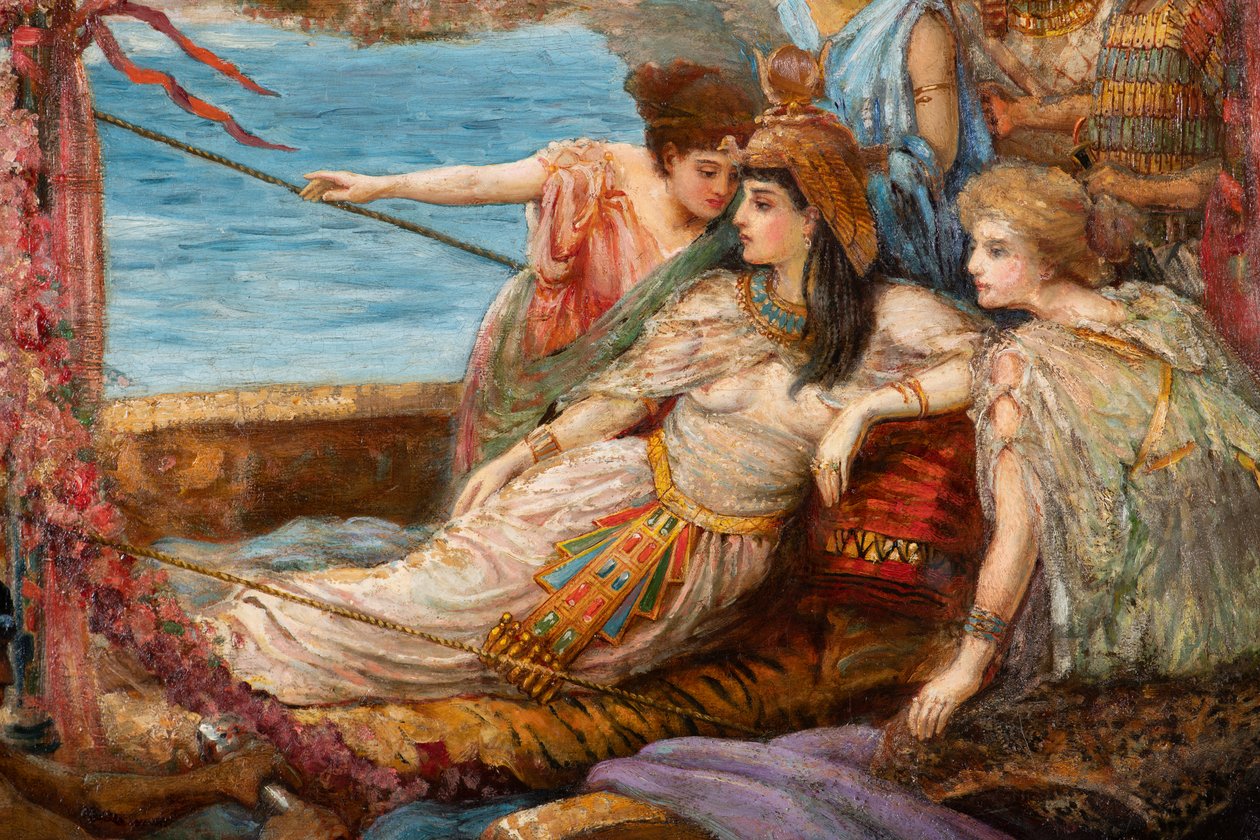 Antonius og Kleopatras flugt fra slaget ved Actium, ca. 1897 (olie på lærred) af Agnes Pringle