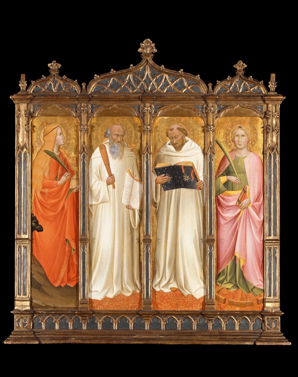 St. Mary Magdalene, St. Benedict, St. Bernard af Clairvaux og St. Catherine af Alexandria af Agnolo Gaddi