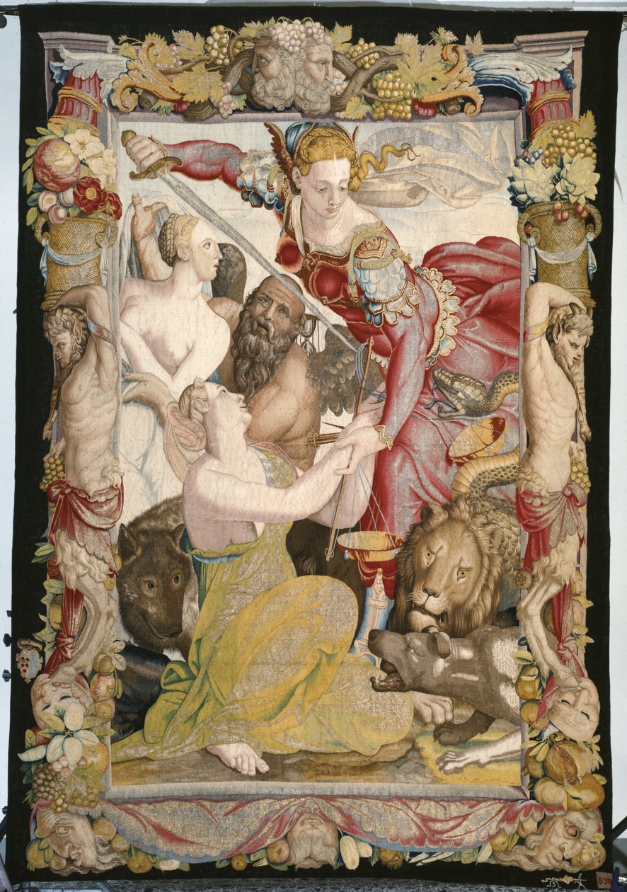 Retfærdighed giver uskyld af Agnolo (after) Bronzino