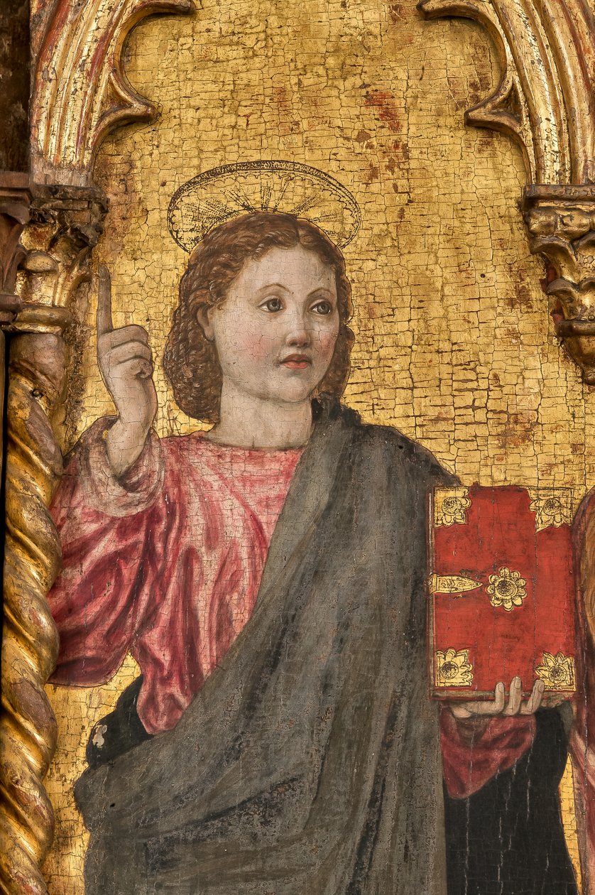 Kroning af jomfruen og de hellige, Polyptykon på gylden baggrund, detalje af 2384569 (tempera på panel) af Agnolo and Bartolomeo degli Erri