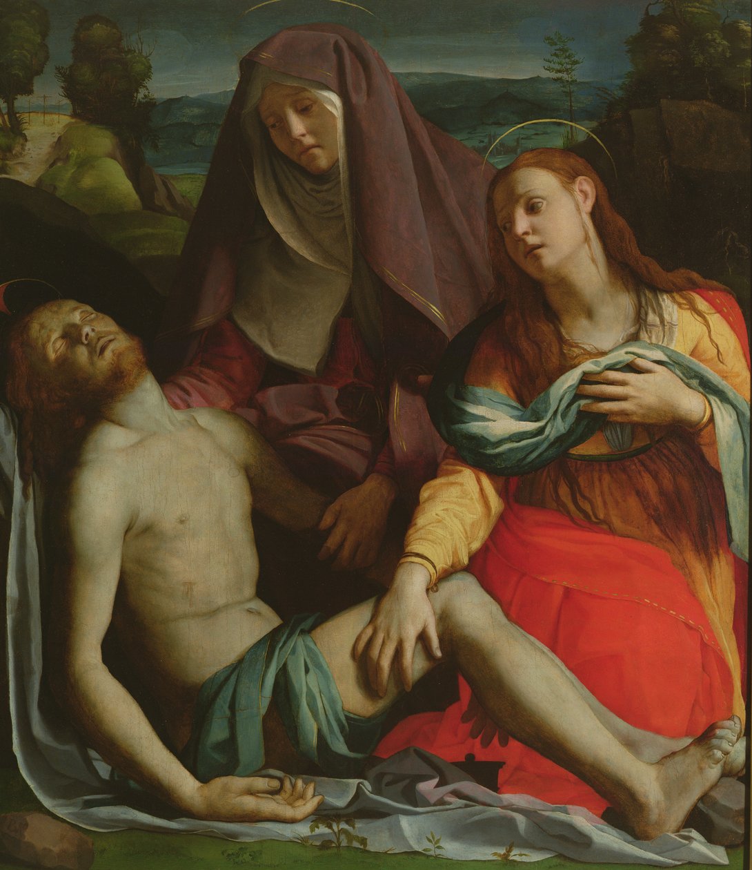 Døde Kristus mellem Jomfruen og Maria Magdalene af Agnolo Bronzino