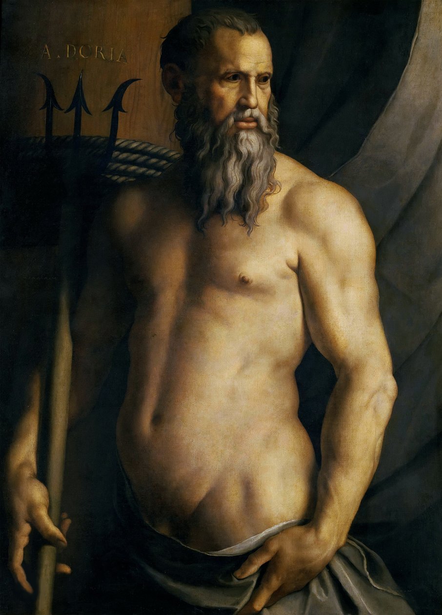 Portræt af Andrea Doria som Neptun, ca 1545. af Agnolo Bronzino