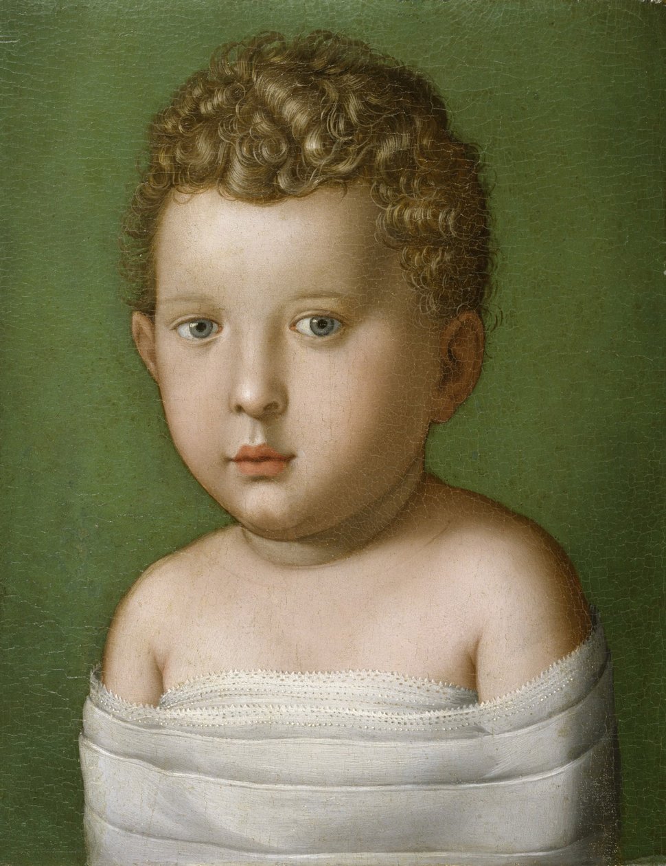 Portrait of a Baby Boy, 1540-49 (olie på træpanel) af Agnolo Bronzino