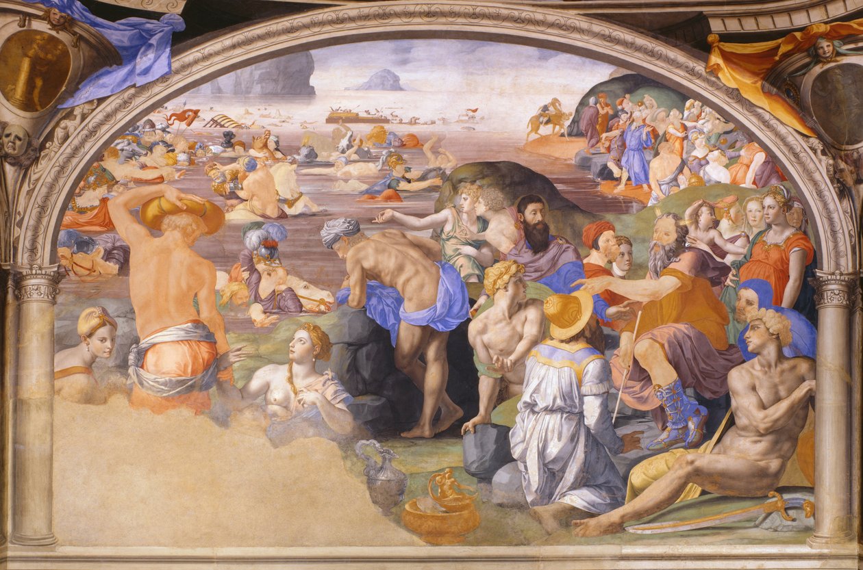 Israelitterne krydser Det Røde Hav, 1540-1545 af Agnolo Bronzino