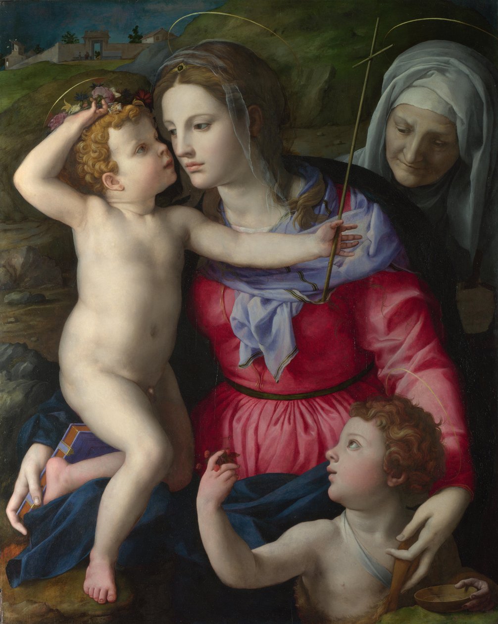 Madonnaen og barnet med Johannes Døberen og Sankt Elizabeth, ca. 1540 af Agnolo Bronzino