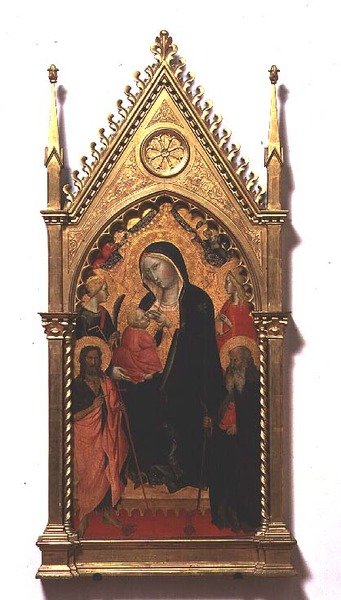 Madonna del Latte med hellige (tempera på panel) af Agnolo Gaddi