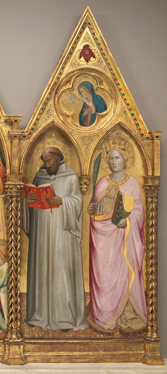 Sankt Bernard og Sankt Katarina af Alexandria med Jomfruen af Bebudelsen [højre panel] af Agnolo Gaddi