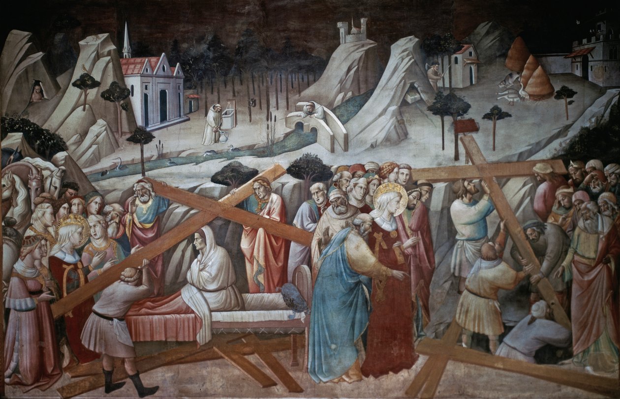 St. Helena graver for at finde det sande kors, fra legenden om den sande kors-cyklus af Agnolo Gaddi, kapel i basilikaen Santa Croce, Firenze, ca. 1380 af Agnolo Gaddi