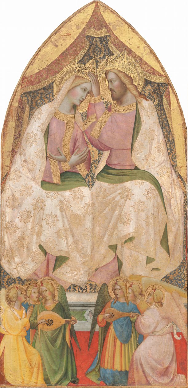 Jomfruens kroning med seks engle, ca. 1390. af Agnolo Gaddi