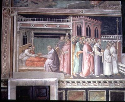 The Miracle of the Sacred Girdle, detalje fra cyklussen af Jomfruens liv og Legenden om den hellige bælte, fra Capella della Sacra Cintola af Agnolo Gaddi