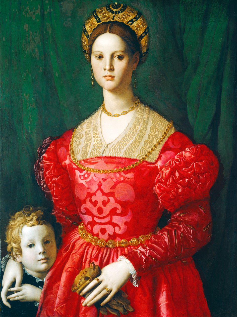 A Young Woman and Her Little Boy, ca. 1540 (olie på panel) af Agnolo Bronzino