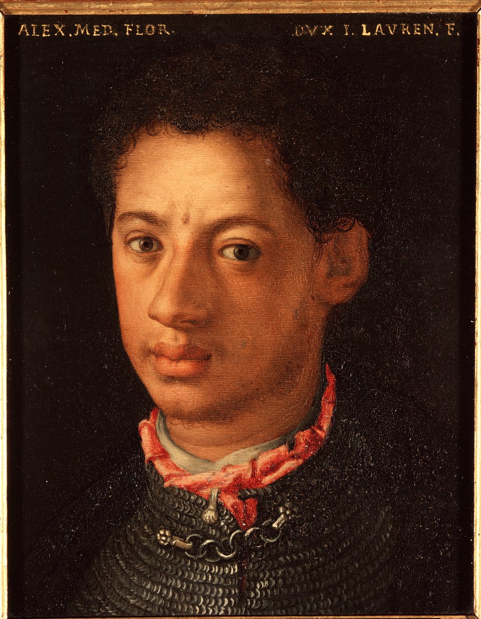 Portræt af Alessandro de Medici (Alexander af Medici kaldet mauren) (1510-1572) Hertugen af ​​Firenze Maleri af Allori Angelo di Cosimo dit Bronzino (1503-1572) 1500-tallet Søn 15x12 cm Palace Medici-Riccardi (Medici Riccardi) Firenze af Agnolo Bronzino