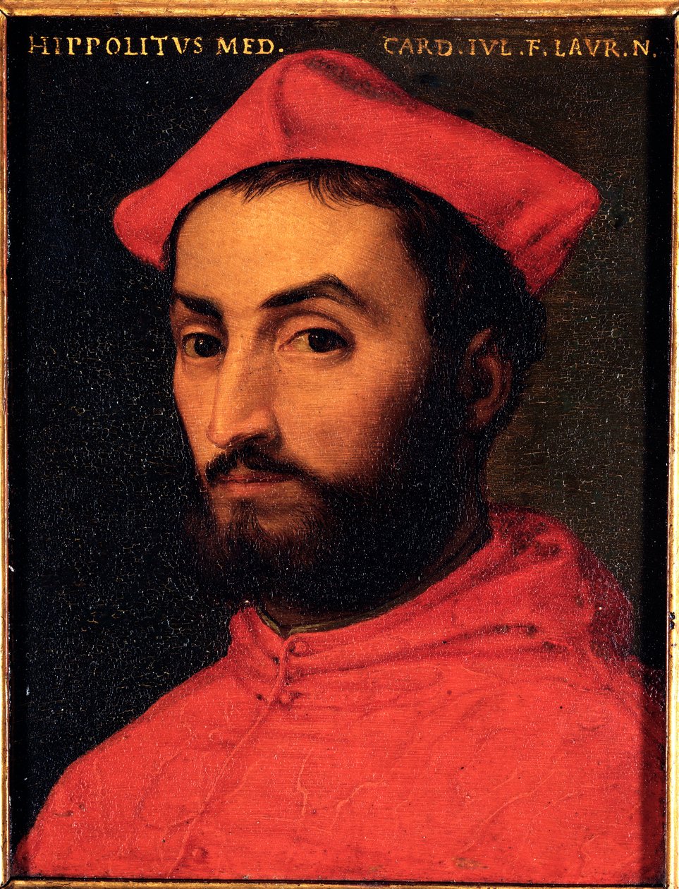 Portræt af kardinal Ippolito de Medici (1511-1535) Maleri af Allori Angelo di Cosimo dit Bronzino (1503-1572) - 1500-tallet Søn 15x12 cm Palace Medici-Riccardi (Medici Riccardi) Firenze af Agnolo Bronzino