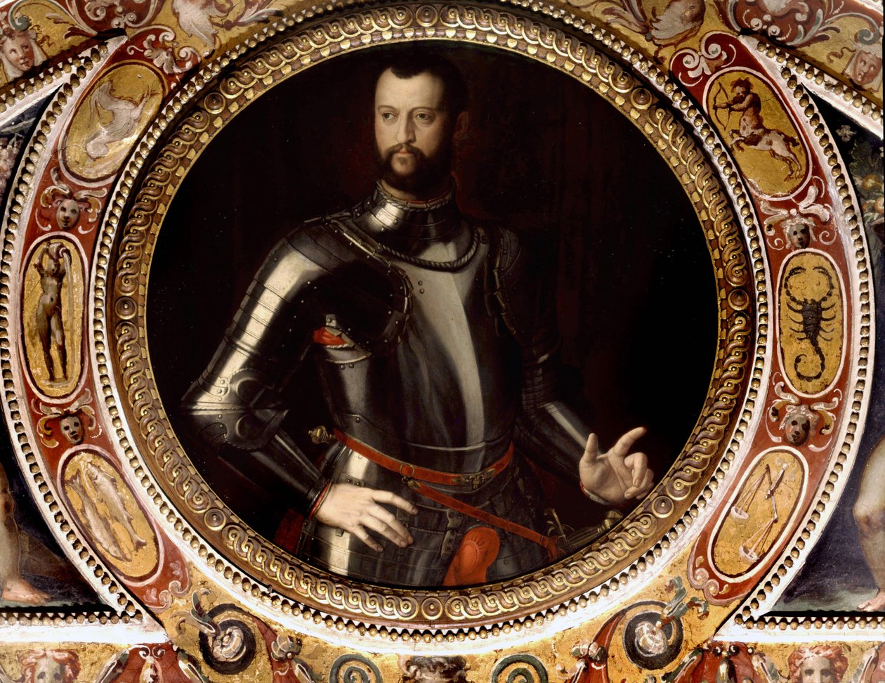 Portræt af Jean de Medici dit Jean des Bandes Noires (Giovanni Dalle Bande Nere) (1498-1526) af Bronzino (1503-1572) - Maleri bevaret i Palazzo Vecchio, Firenze af Agnolo Bronzino