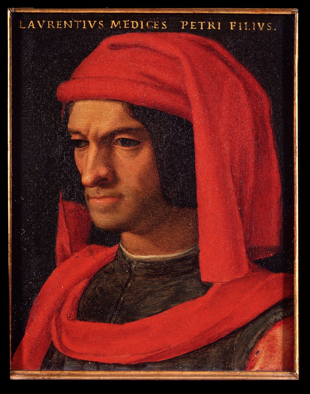 Portræt af Laurent den Storslåede (Lorenzo il Magnifico) (olie på kobber) af Agnolo Bronzino