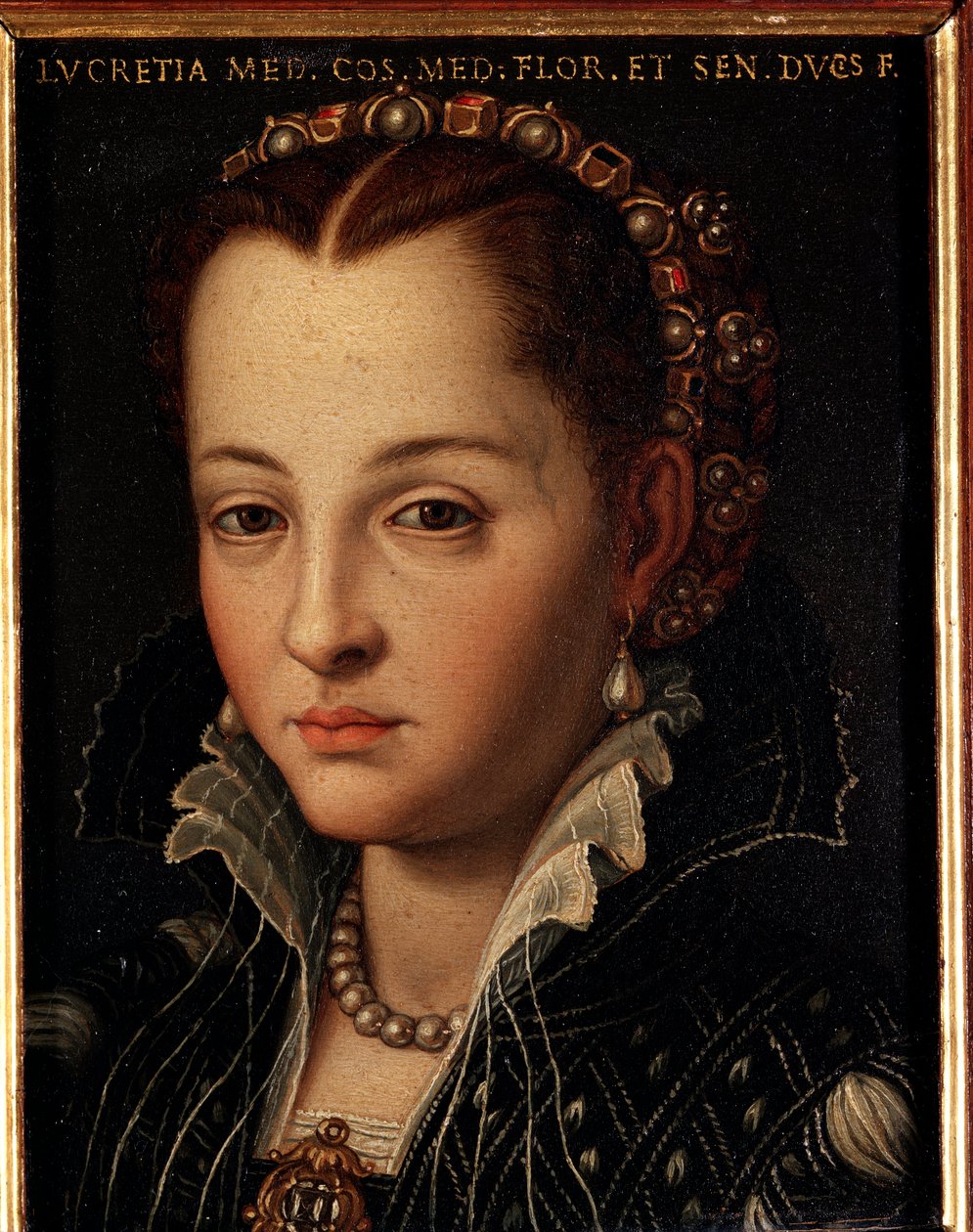 Portræt af Lucrezia de Medici (eller Lucrezia di Cosimo de Medici eller Lucrece de Medici) (1545-1561) Maleri af Allori Angelo di Cosimo dit Bronzino (1503-1572) - 1500-tallet Dim 15x12 cm Palace Medici-Riccardi (Medici Riccardi) Firenze af Agnolo Bronzino