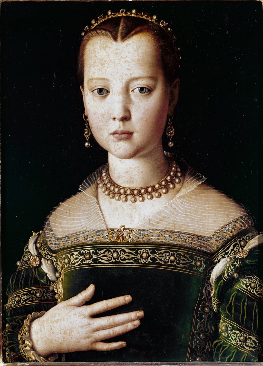 Portræt af Maria de Medici (olie på lærred af Agnolo Bronzino