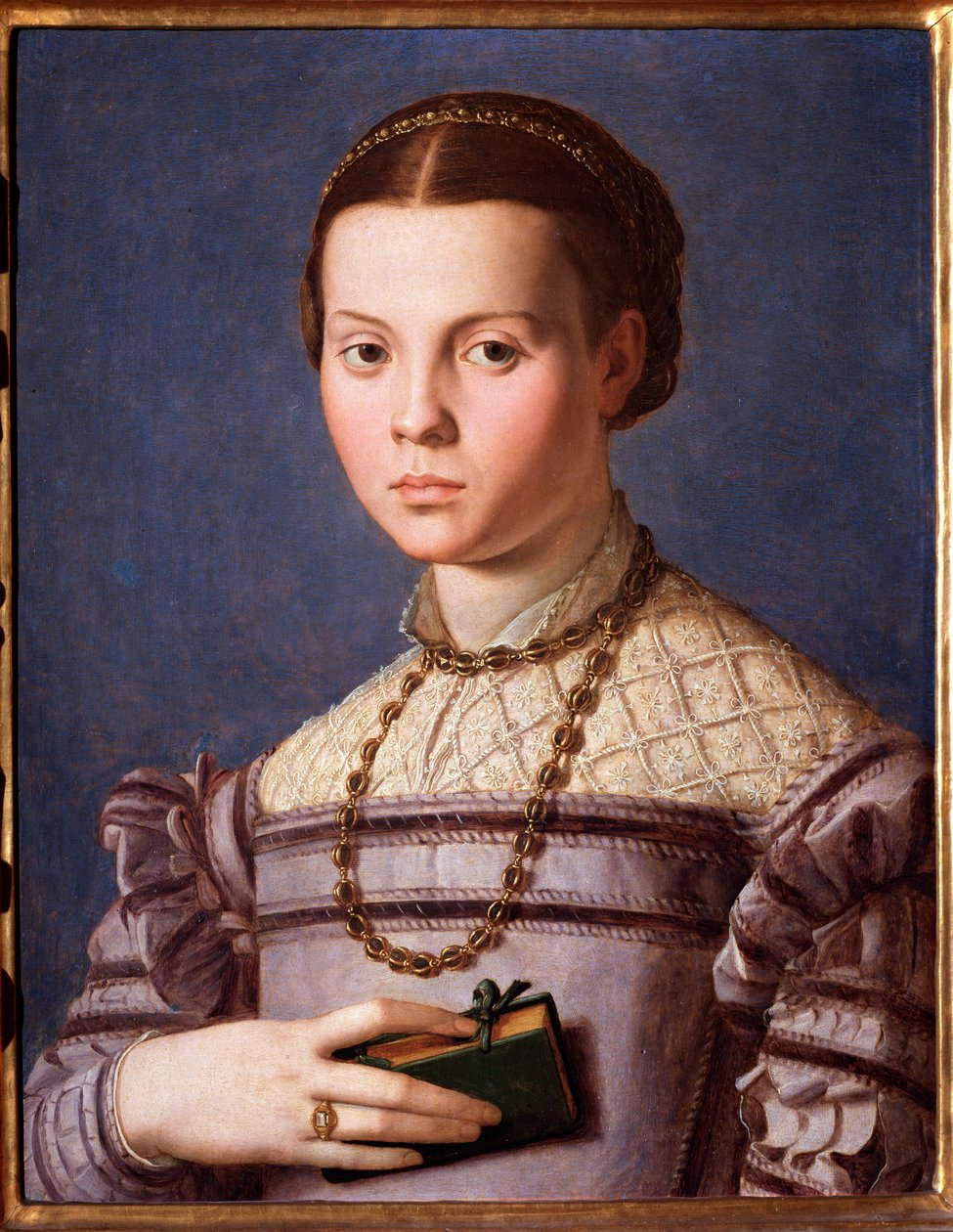 Portræt af en lille pige med en bog (maleri af Agnolo Bronzino