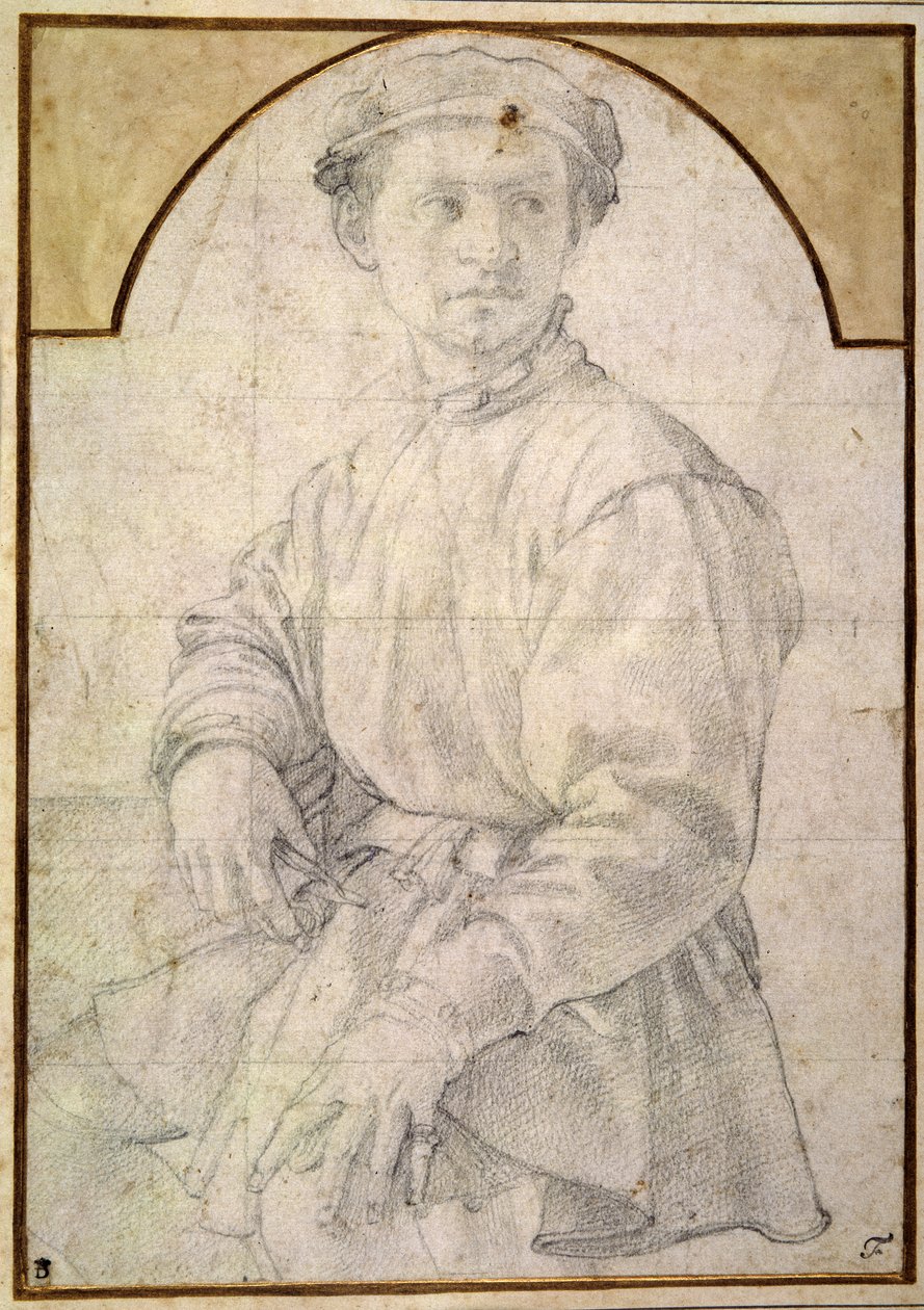 Undersøg for en ung mand med en lut af Agnolo Bronzino