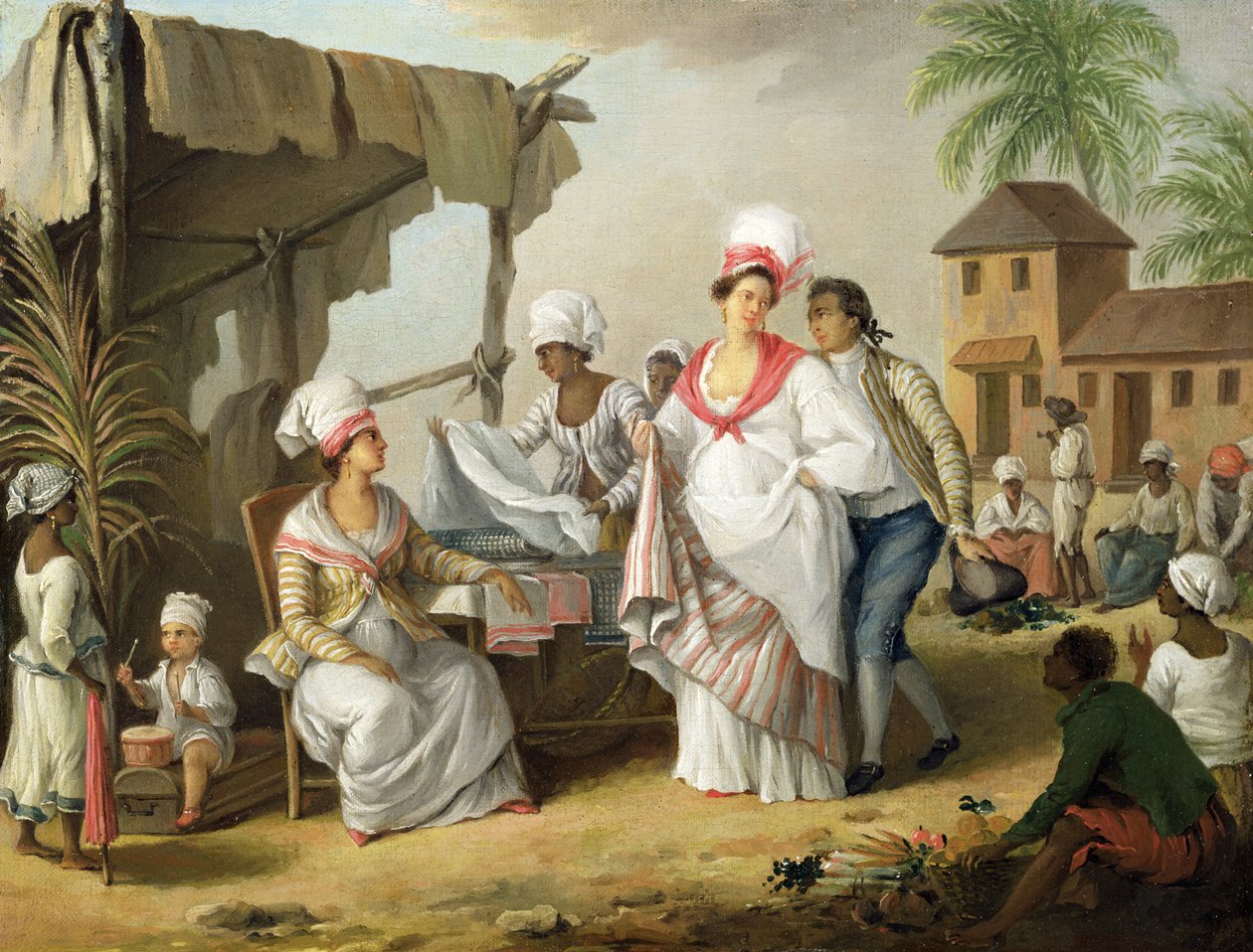 Linen Market, Roseau, Dominica, ca. 1780 af Agostino Brunias